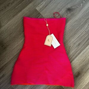 The Wolf Gang Pink Strapless Summer Mini Dress 💖